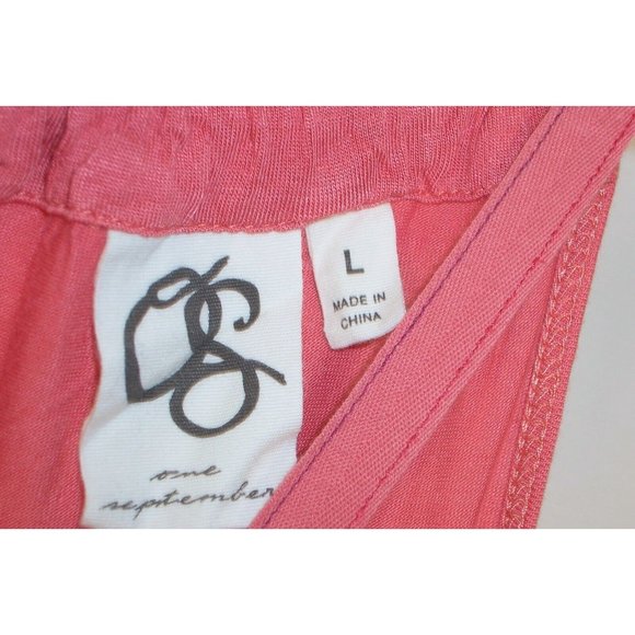 OS One September Anthropologie Coral Tank Top L FLowy Stitching Detail Tie Neck - Picture 6 of 6